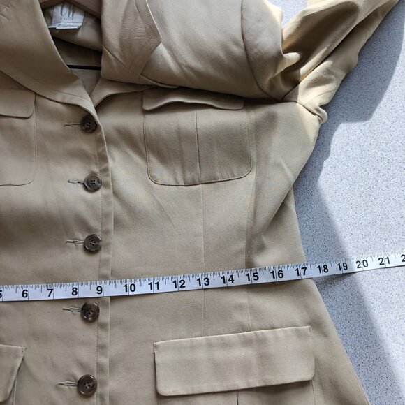 Clifford & Wills Silk Coat Women 10 Beige Button Up Notch Collar - Picture 9 of 13